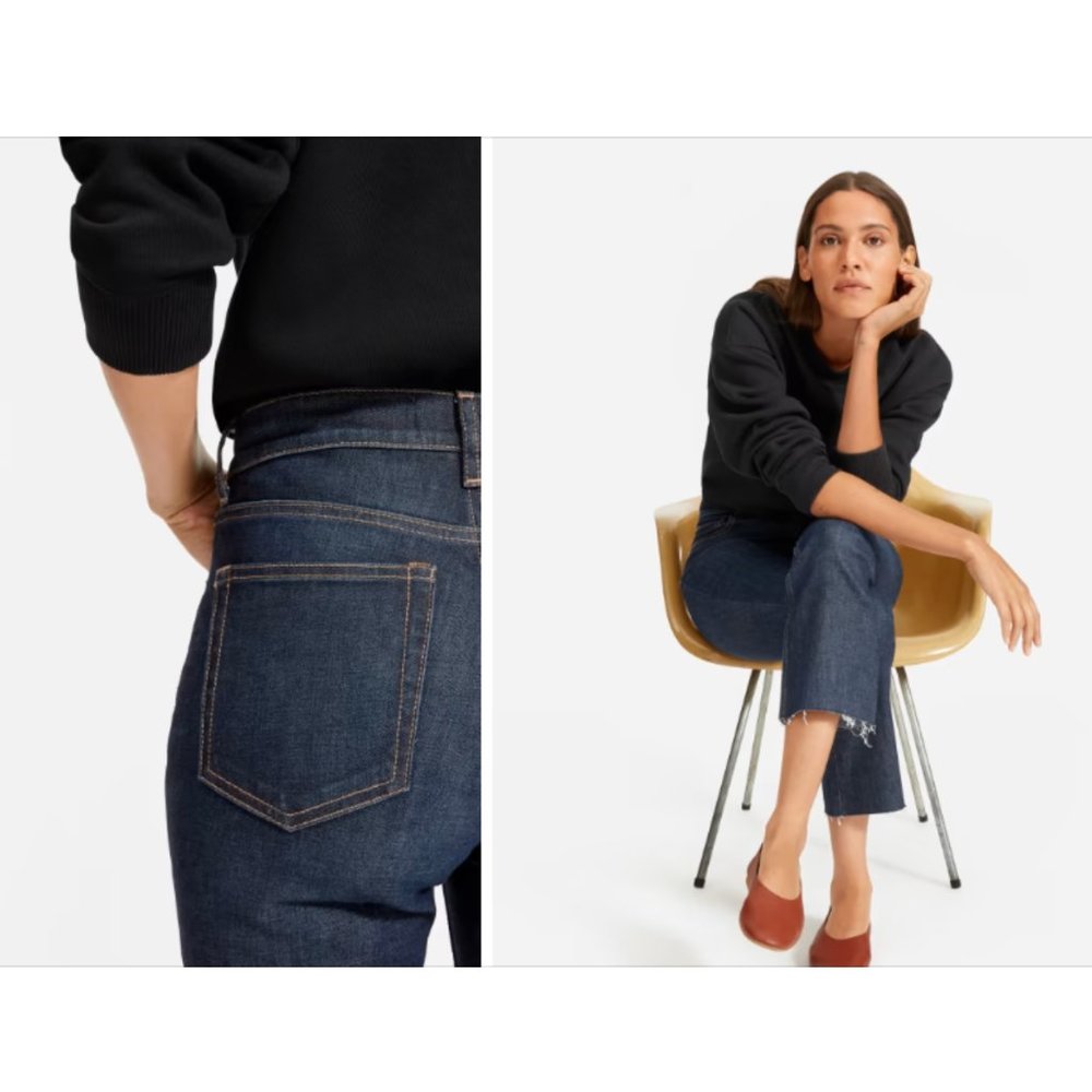 Everlane kick crop jeans DARK BLUE wash - size 30 - good used condition